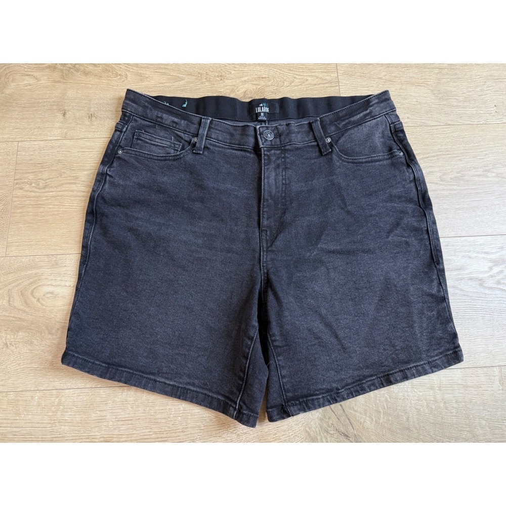 EUC Womens Lularoe black‎ gray denim jean shorts 7" inseam stretch size 30